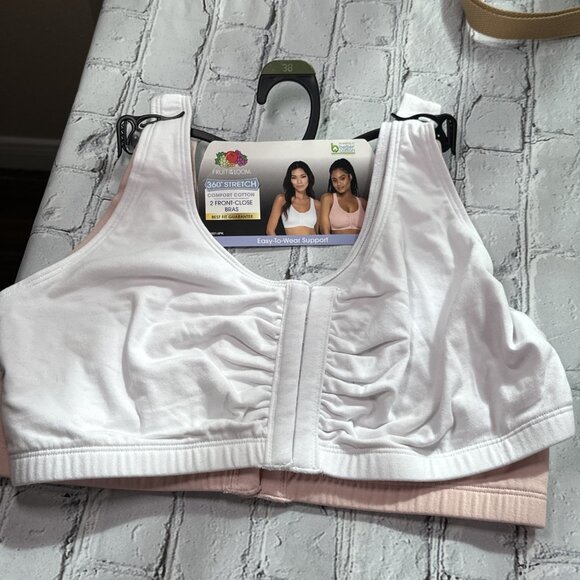 Fruit of the Loom 2 Pack 38 Women Soft Front Closure Cotton Bra NEW Pink White - Picture 4 of 15